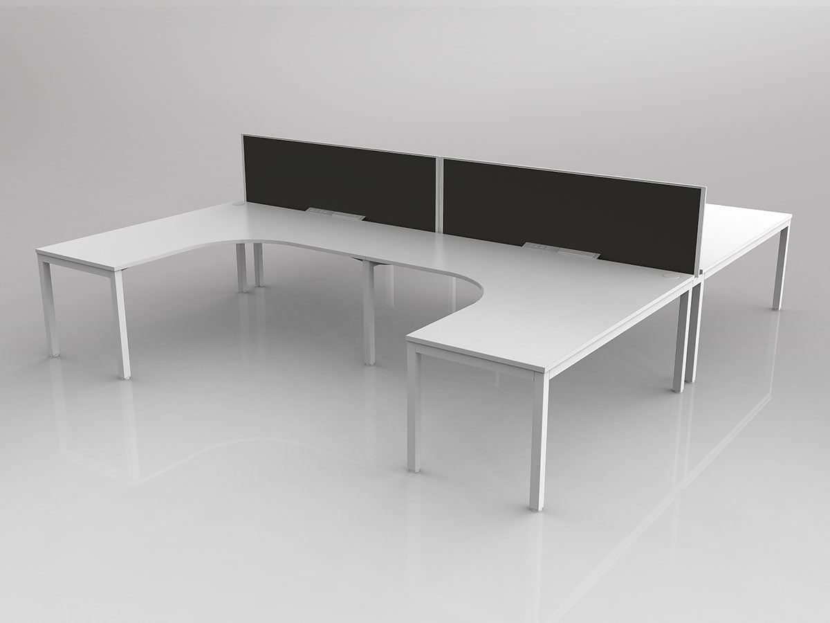 OL Axis 4 User H-Shape 90° Workstation with Screen - Breathe Fabric