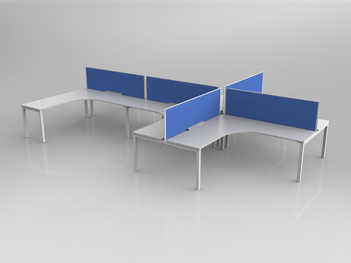 User L OL Axis 6 User L Shape 90° Workstation with Screen - Breathe Fabric