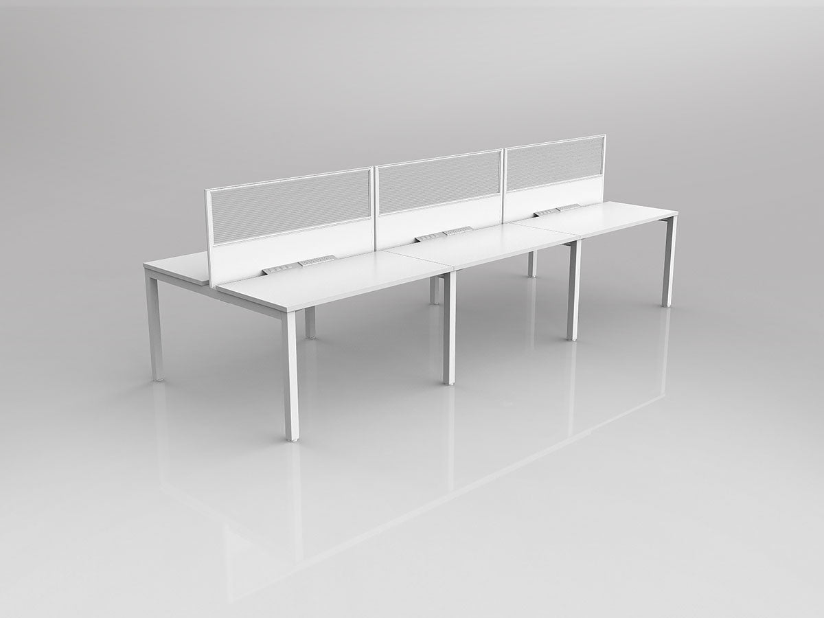 OL Axis 6 User Double Sided Workstation with Screen - Splice Fabric