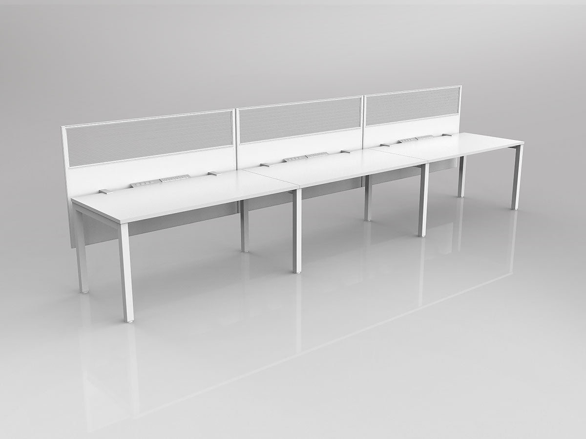 OL Axis 3 User Single Sided Workstation with Hung Screen - Splice Fabric