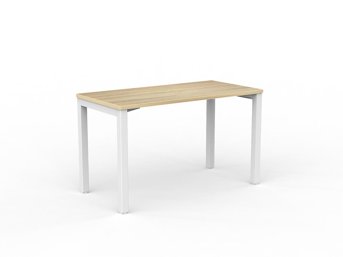 OL Axis Straight Desk – Oak Top with White Frame