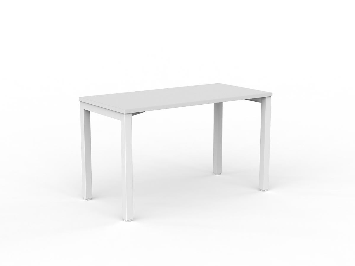 OL Axis Straight Desk – White Top with White Frame