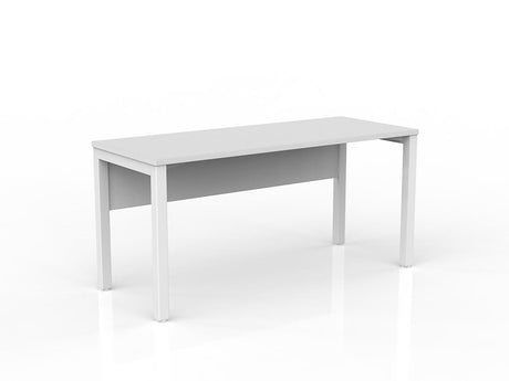 OL Axis Straight Desk with Melamine Modesty – White Top with White Base