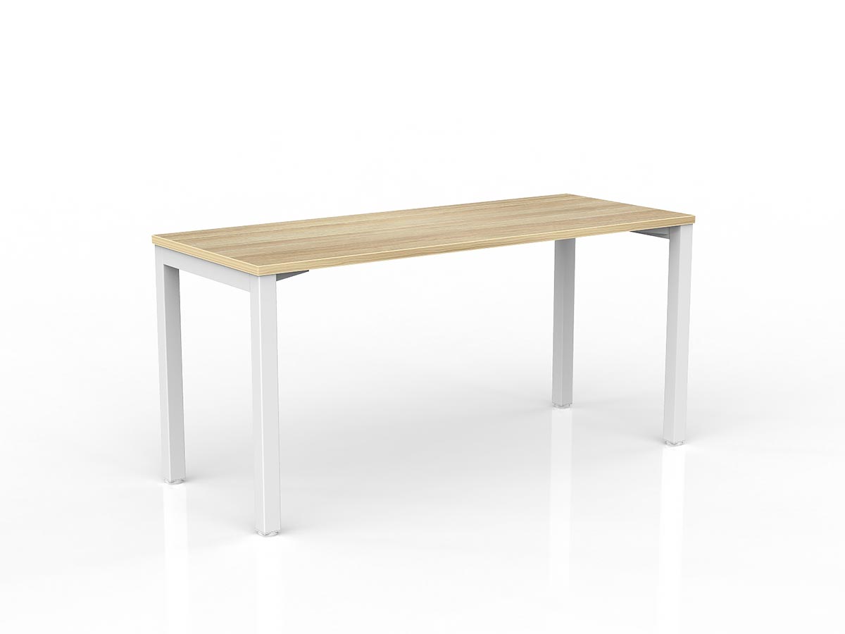 OL Axis Straight Desk – Oak Top with White Frame