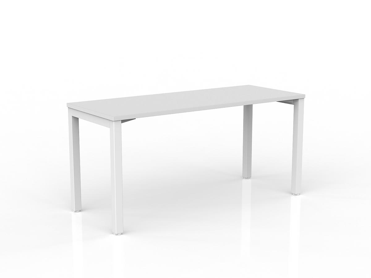 OL Axis Straight Desk – White Top with White Frame