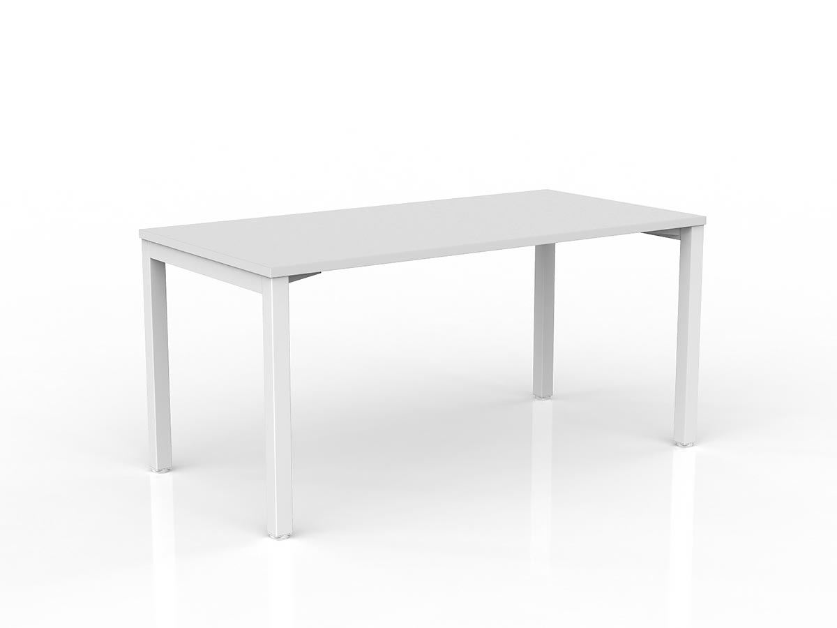 OL Axis Straight Desk – White Top with White Frame