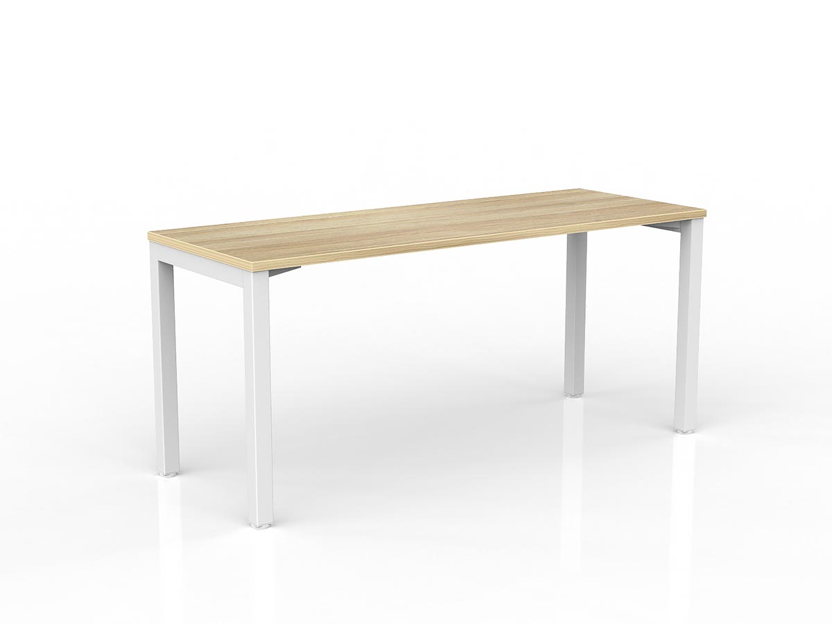 OL Axis Straight Desk – Oak Top with White Frame