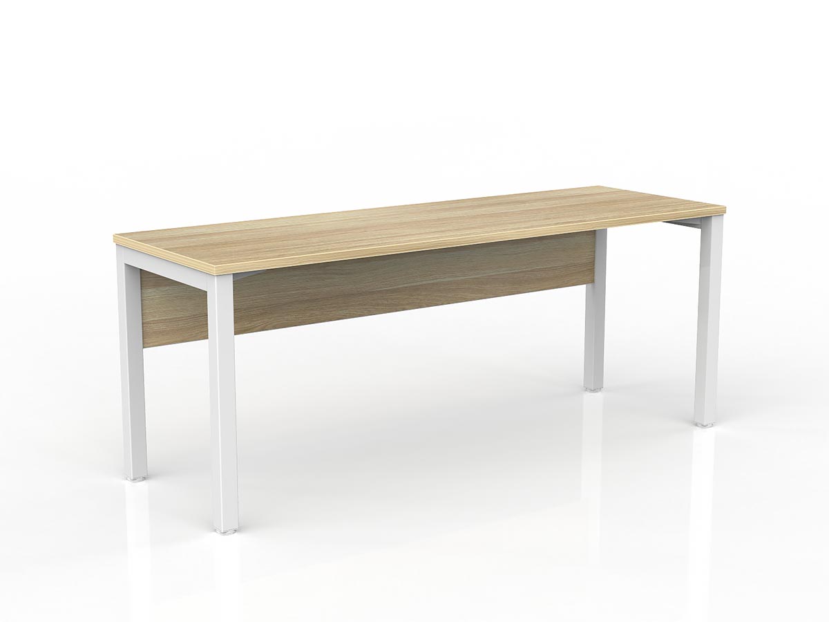 OL Axis Straight Desk with Melamine Modesty – Oak Top with White Frame