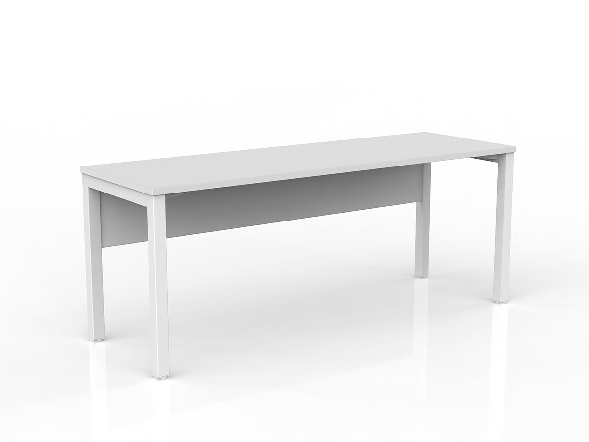 OL Axis Straight Desk with Melamine Modesty – White Top with White Base