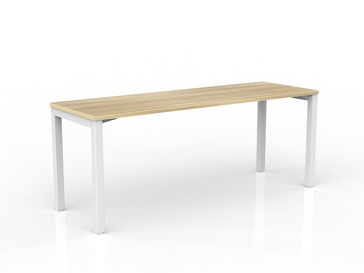 OL Axis Straight Desk – Oak Top with White Frame