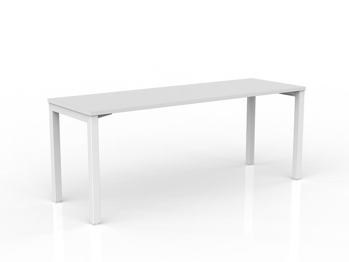 OL Axis Straight Desk – White Top with White Frame