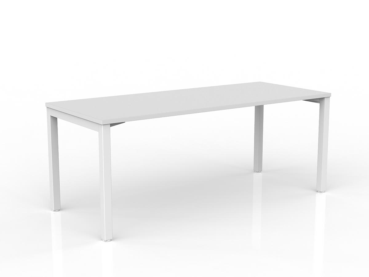 OL Axis Straight Desk – White Top with White Frame