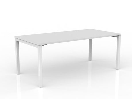 OL Axis Straight Desk – White Top with White Frame