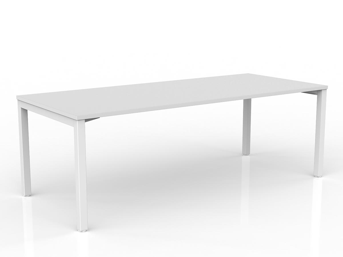 OL Axis Straight Desk – White Top with White Frame