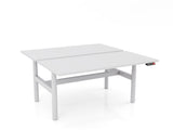 OL Agile Electric Height Adjustable Round Leg Desk in White Top with White Frame