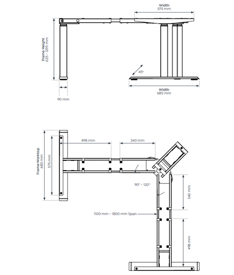 OL AgileMotion+ Electric Height Adjustable Round Leg 120° Corner Desk