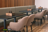 EZ Albury Solid Timber Natural Stained Upholstered Hospitality Dining Armchair