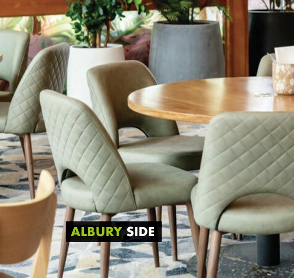 EZ Albury Solid Ash Timber Natural Stained Upholstered Hospitality Dining Chair