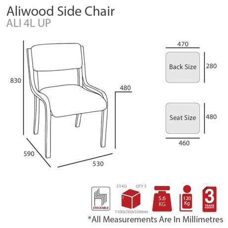 MA Aliwood Aluminium Framed Stackable Side Chair
