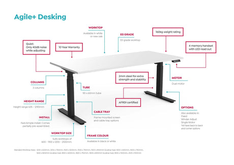 OL Agile Fixed Height Desk – Oak Top with Black Frame
