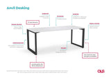 Ol Anvil Desk 2-User Double Sided Workspace with Breathe Screen & Black Frame Oak Top