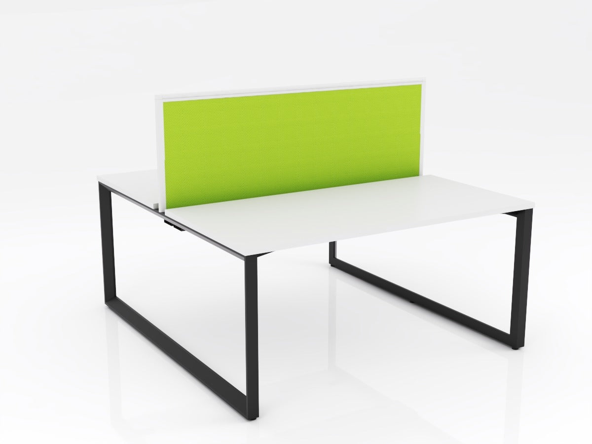 Ol Anvil Desk 2-User Double Sided Workspace with Breathe Fabric Screen & Black Frame