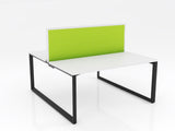 Ol Anvil Desk 2-User Double Sided Workspace with Breathe Fabric Screen & Black Frame