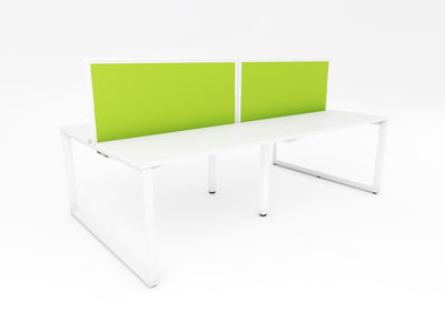 Ol Anvil Desk 4-User Double Sided Workspace with Splice Fabric Screen & White Frame