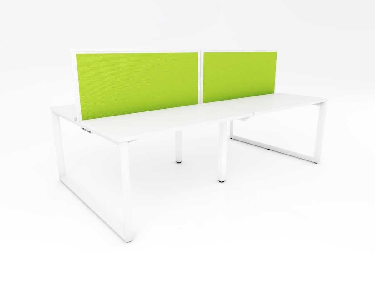 Ol Anvil Desk 4-User Double Sided Workspace with Breathe Fabric Screen