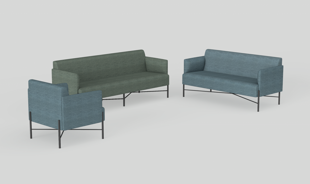OL Avalon Fabric Upholstered Reception Area 3 Seater Sofa
