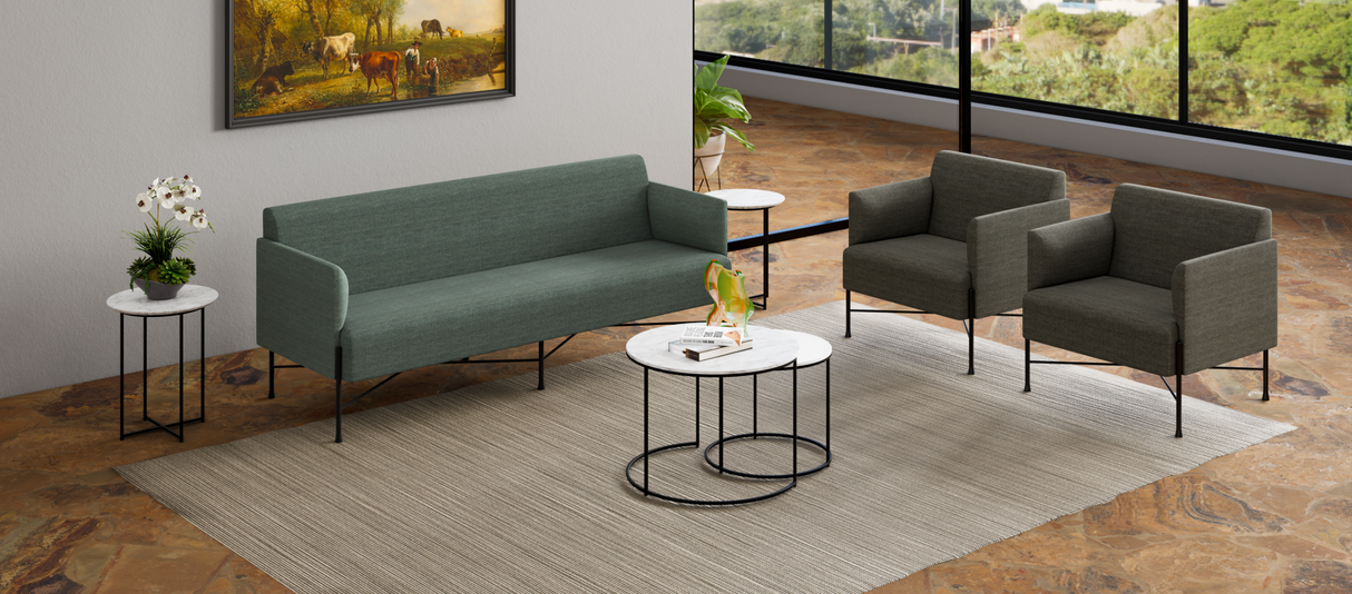 OL Avalon Fabric Upholstered Reception Area 2 Seater Sofa