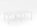 OL Axis Stretch Double Sided 4 Person Desk – White Top with White Frame