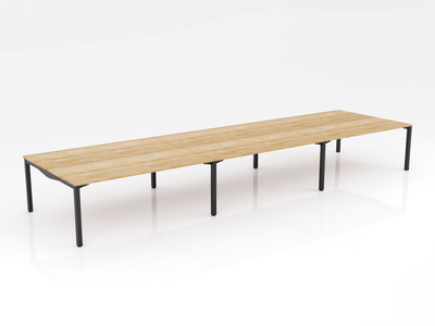 OL Axis Stretch 6 Person Double Sided Desk – Oak Top Black Frame