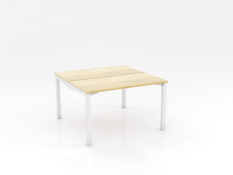 OL Axis Stretch Double Sided Desk – Oak Top with White Frame