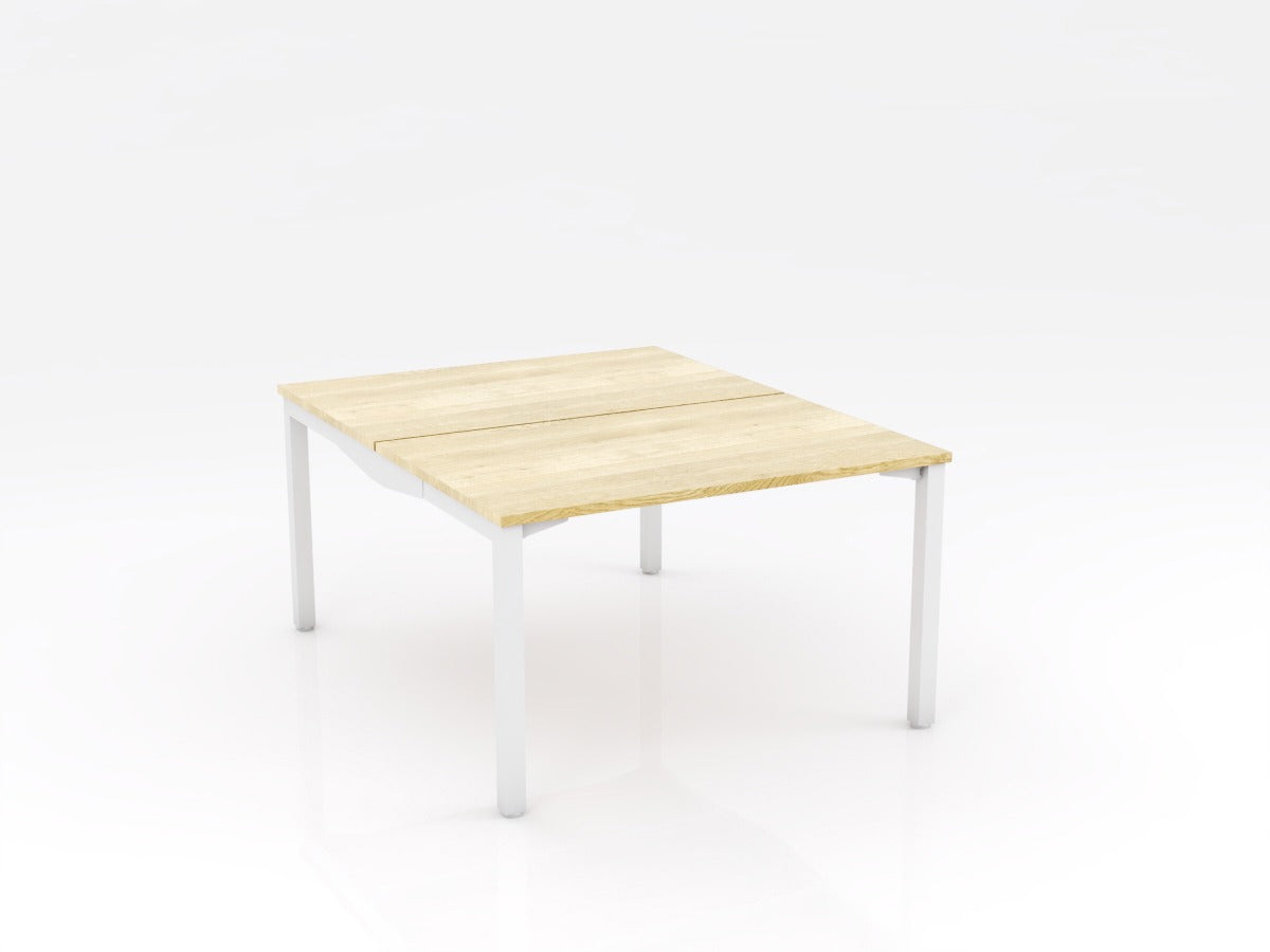 OL Axis Stretch Double Sided Desk – Oak Top with White Frame