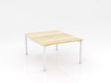 OL Axis Stretch Double Sided Desk – Oak Top with White Frame