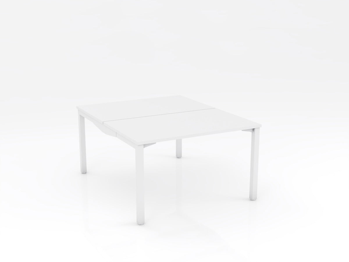 OL Axis Stretch Double Sided Desk – White Top with White Frame