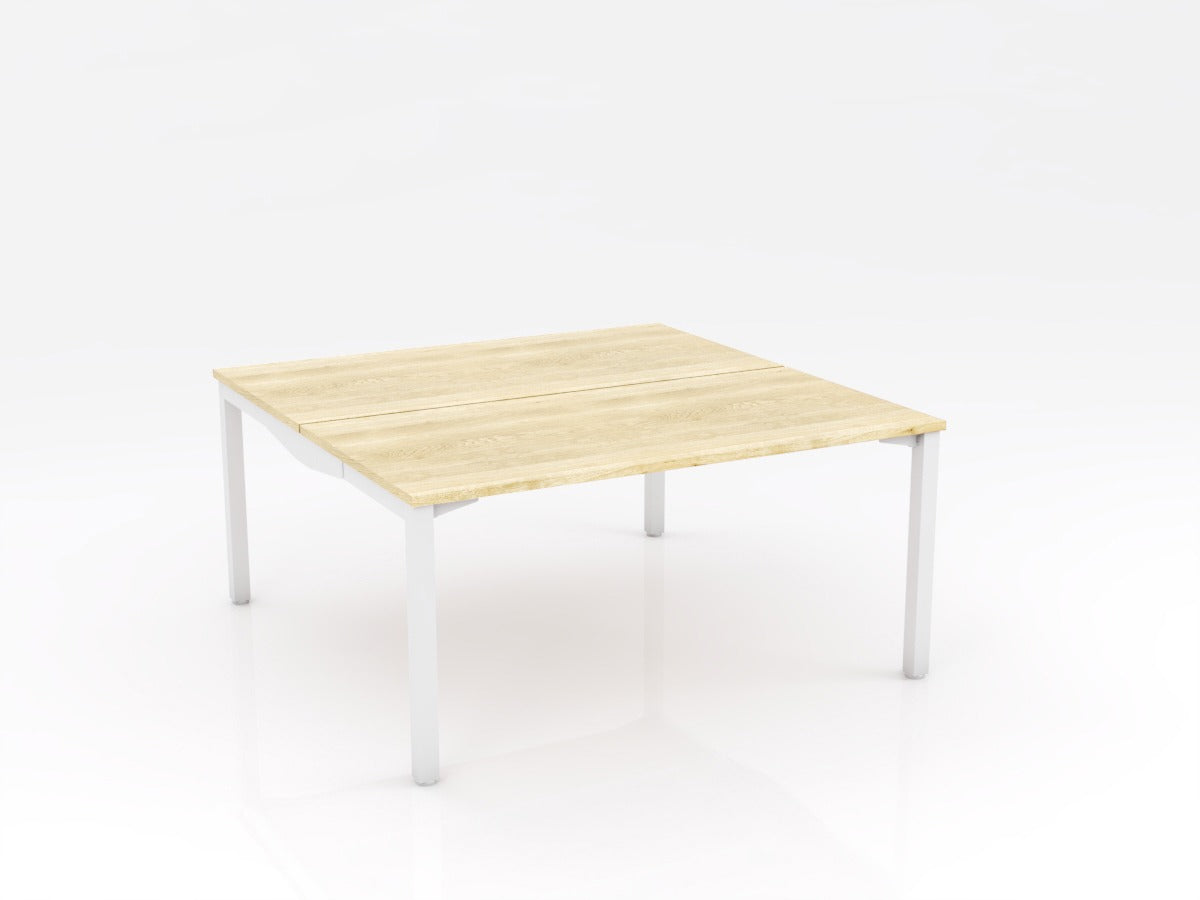 OL Axis Stretch Double Sided Desk – Oak Top with White Frame