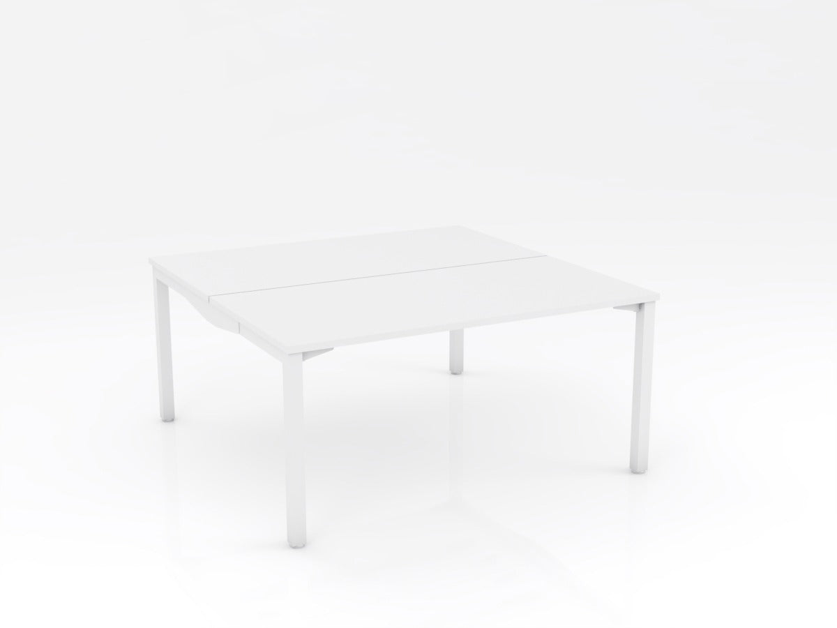 OL Axis Stretch Double Sided Desk – White Top with White Frame