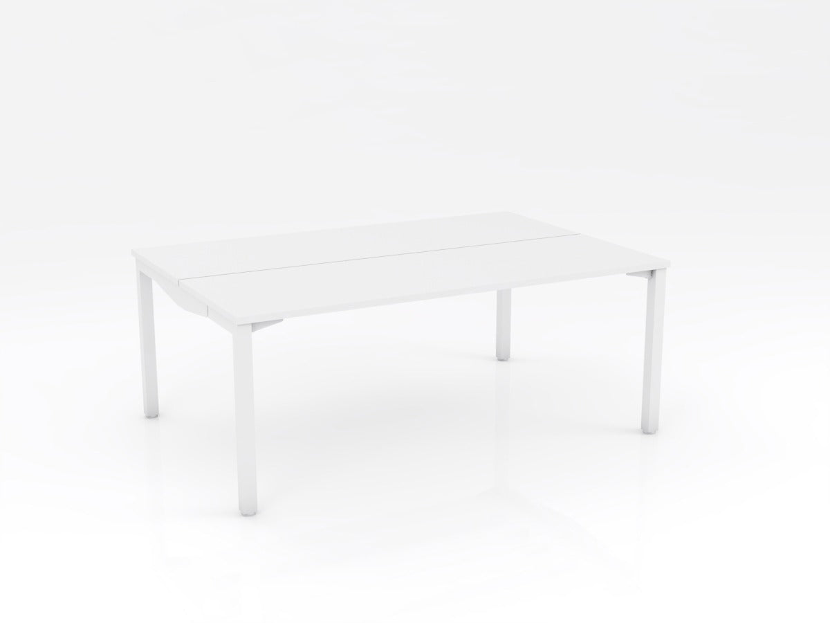 OL Axis Stretch Double Sided Desk – White Top with White Frame