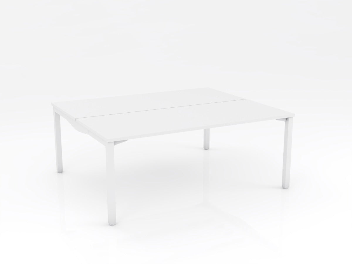 OL Axis Stretch Double Sided Desk – White Top with White Frame