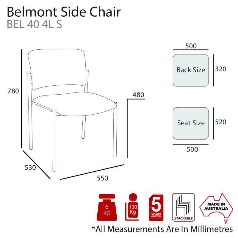 MA Belmont Fabric or Vinyl Upholstered Stackable Side Chair