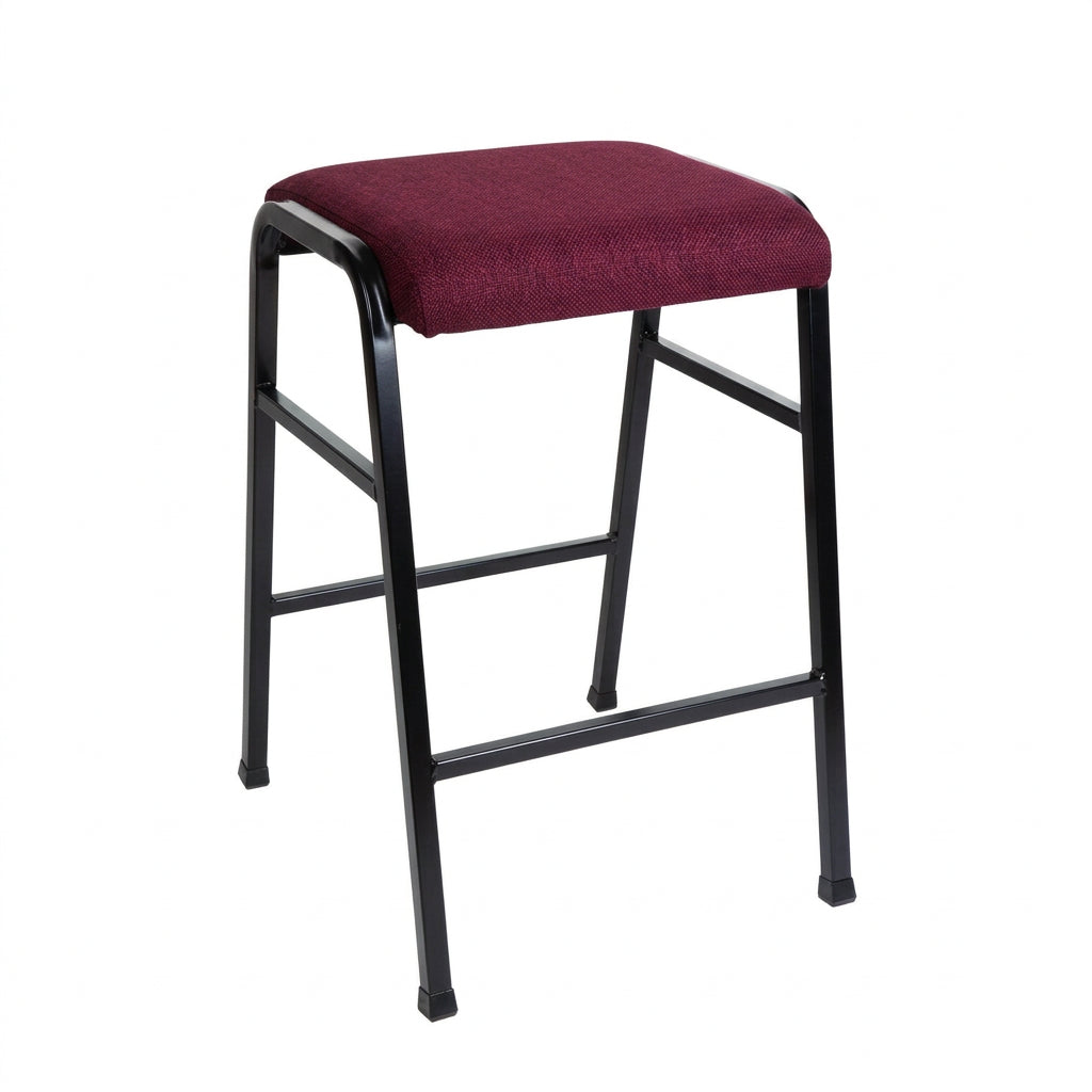 MA Bistro Fabric or Vinyl Upholstered Metal Legs Hospitality Stackable Barstool