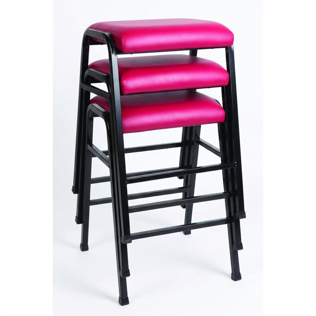 MA Bistro Fabric or Vinyl Upholstered Metal Legs Hospitality Stackable Barstool