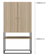 DD Bobbi Welded Framed 2 Door Cupboard with Open Shelf