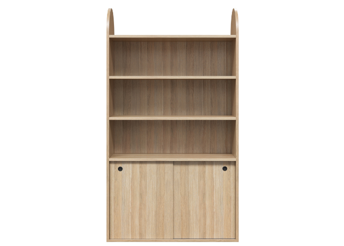 DD Bosco 3 Tier Bookshelf with Sliding Door Storage