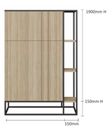 DD Benni Welded Framed 2 Door Storage Cupboard with Open Shelves