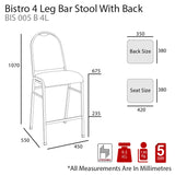 MA Bistro Fabric or Vinyl Upholstered Metal Legs Hospitality Stackable Bar Stool