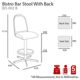 MA Bistro Fabric or Vinyl Upholstered Hospitality Swivel Bar Stool with Back