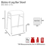 MA Bistro Fabric or Vinyl Upholstered Metal Legs Hospitality Stackable Barstool
